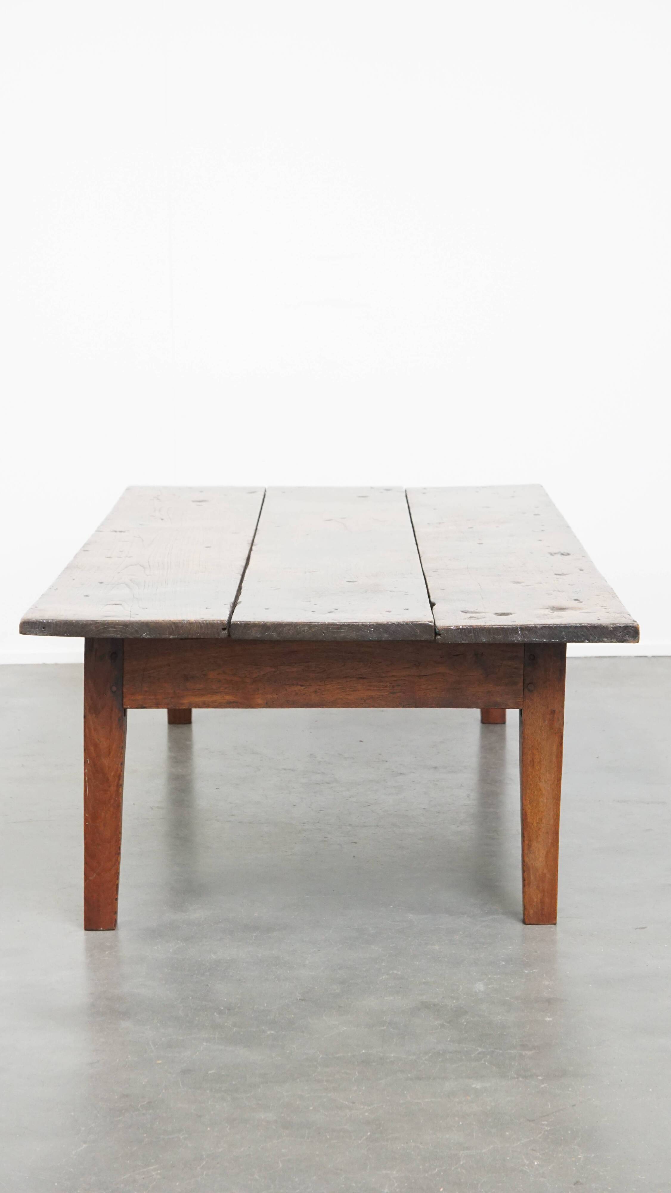 Antique Coffee Table Made of Chestnut Wood from the Early 19th Century