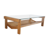 Coffee table oak and glass 1960