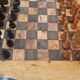 Rustic chess table in olive wood chess game 17.7 "with 32 pieces of craft chess