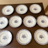 Service of 10 flat ceramic plates St Amand Marie-Rose vintage 20s/30s