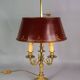 Old bronze & sheet metal bouillote lamp with 3 lights, electrified Good condition S192