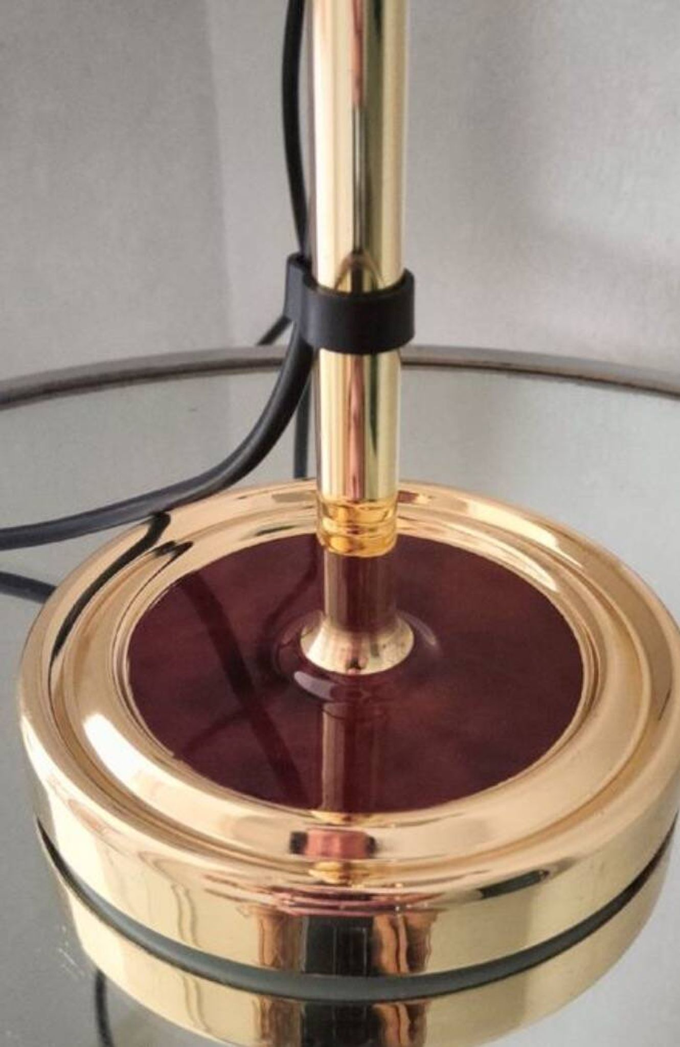 Vintage 1980s brass and imitation wood lamp