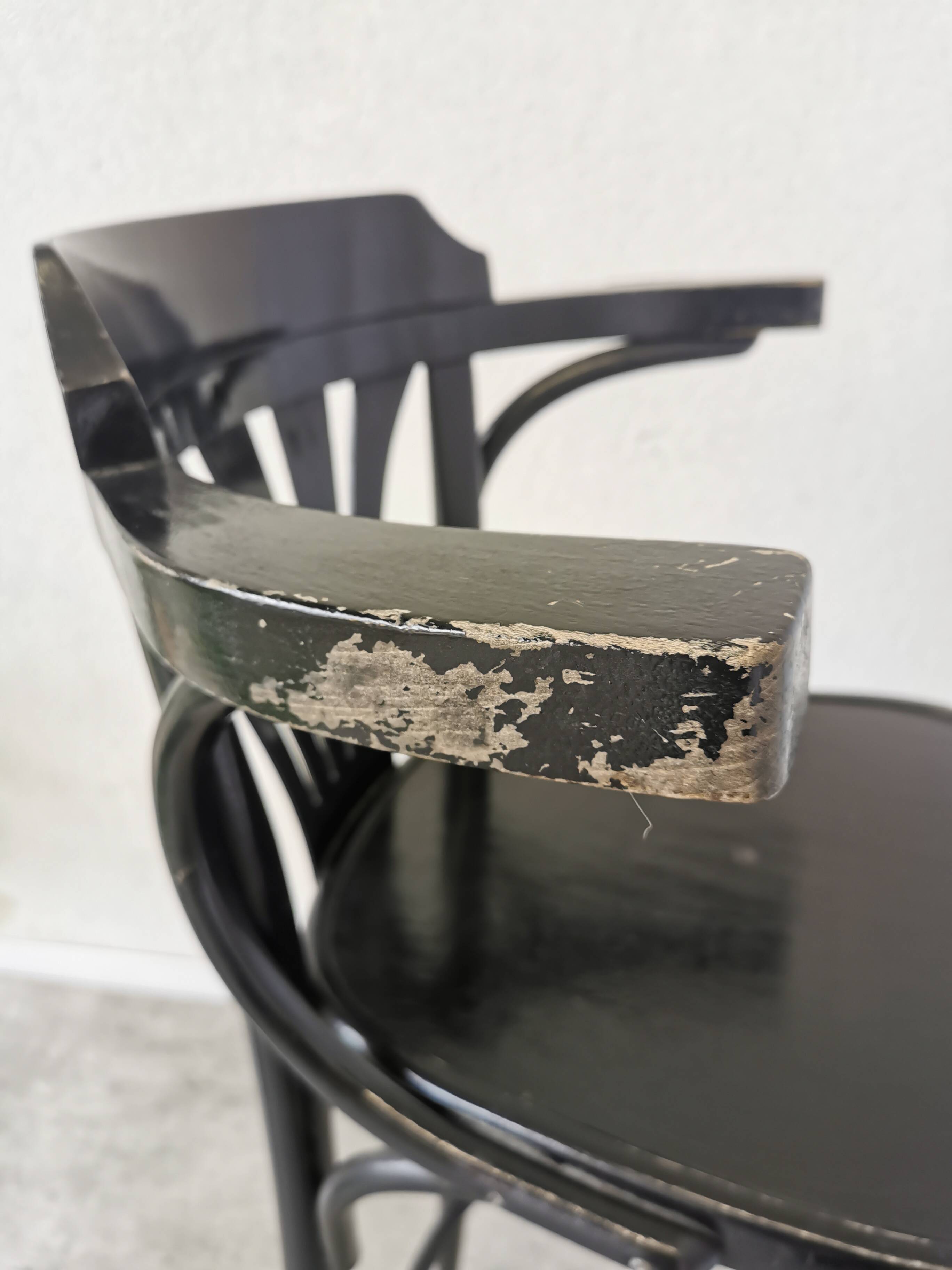 Chaise de bar vintage en bois courbé noir, style Thonet, milieu du XXe siècle (années 1970)