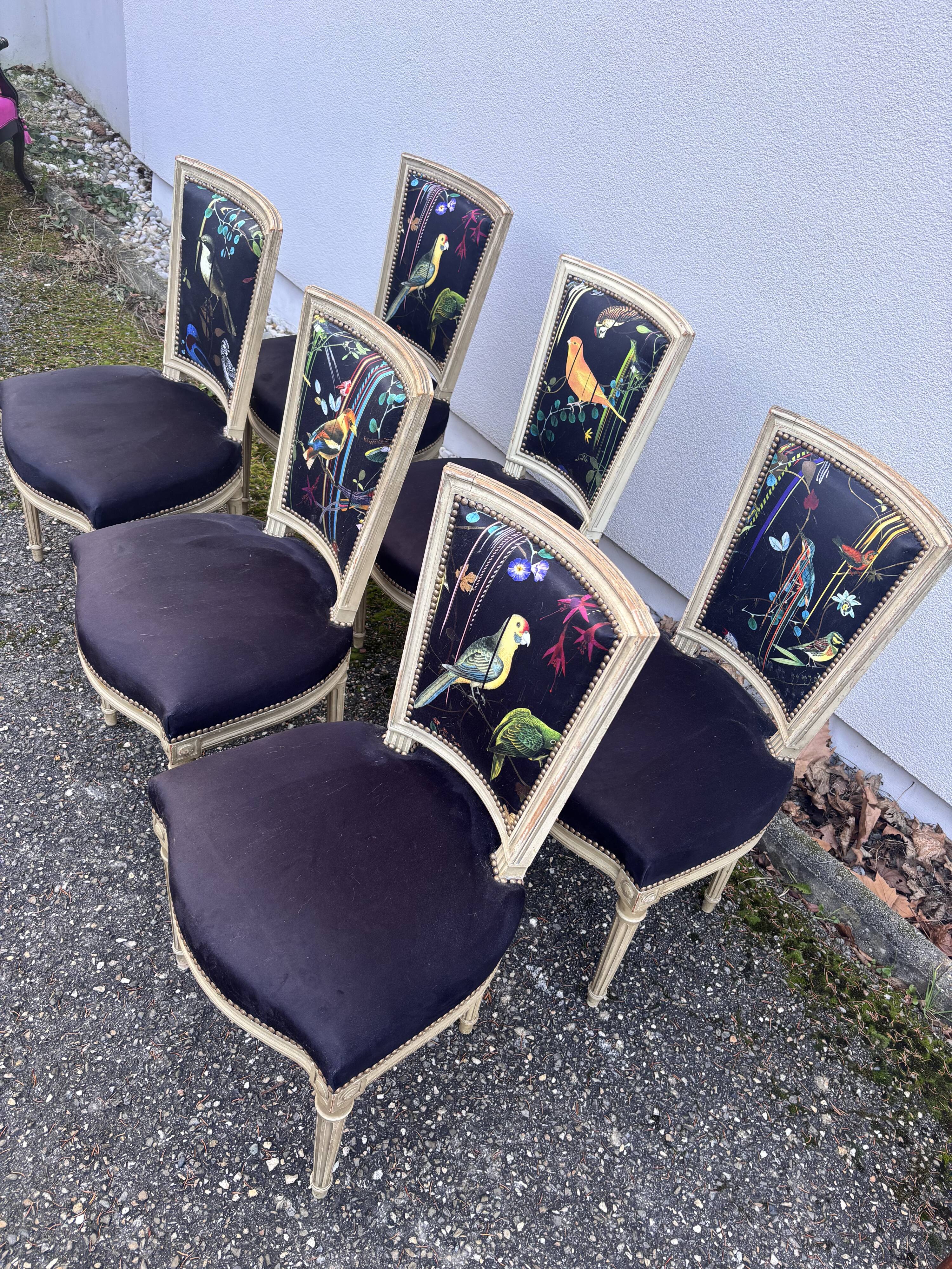 Set of 6 Louis XVI dining chairs