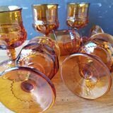 Vintage 1960s amber glasses series of 6