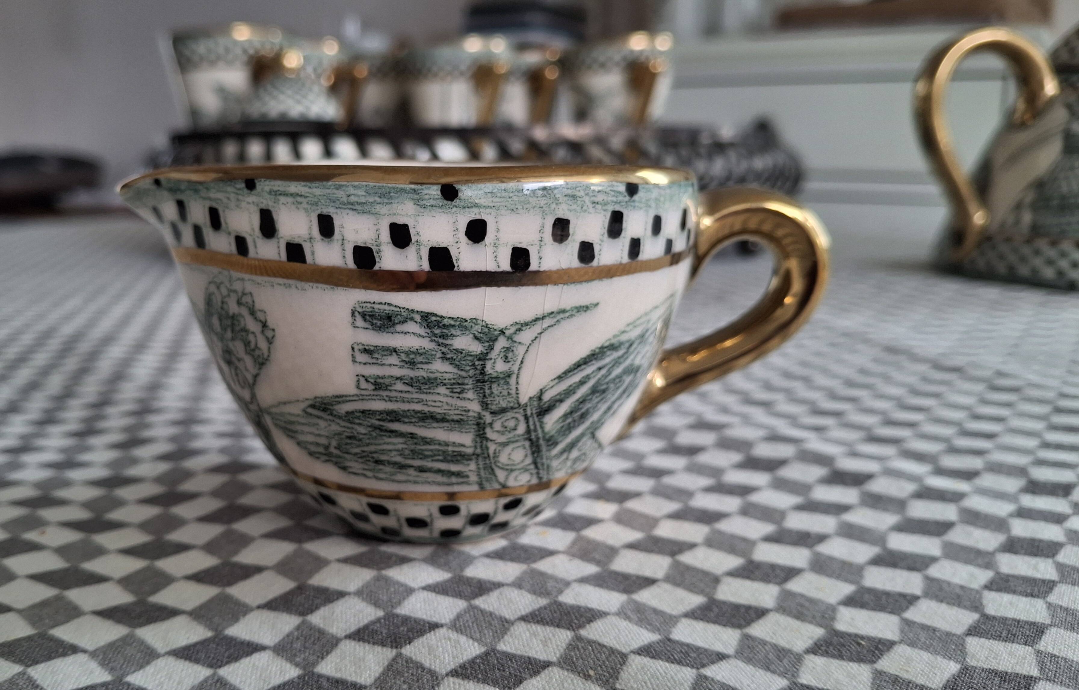 Art ceramic coffee/tea service by linda hojem (1999) - 10 pieces