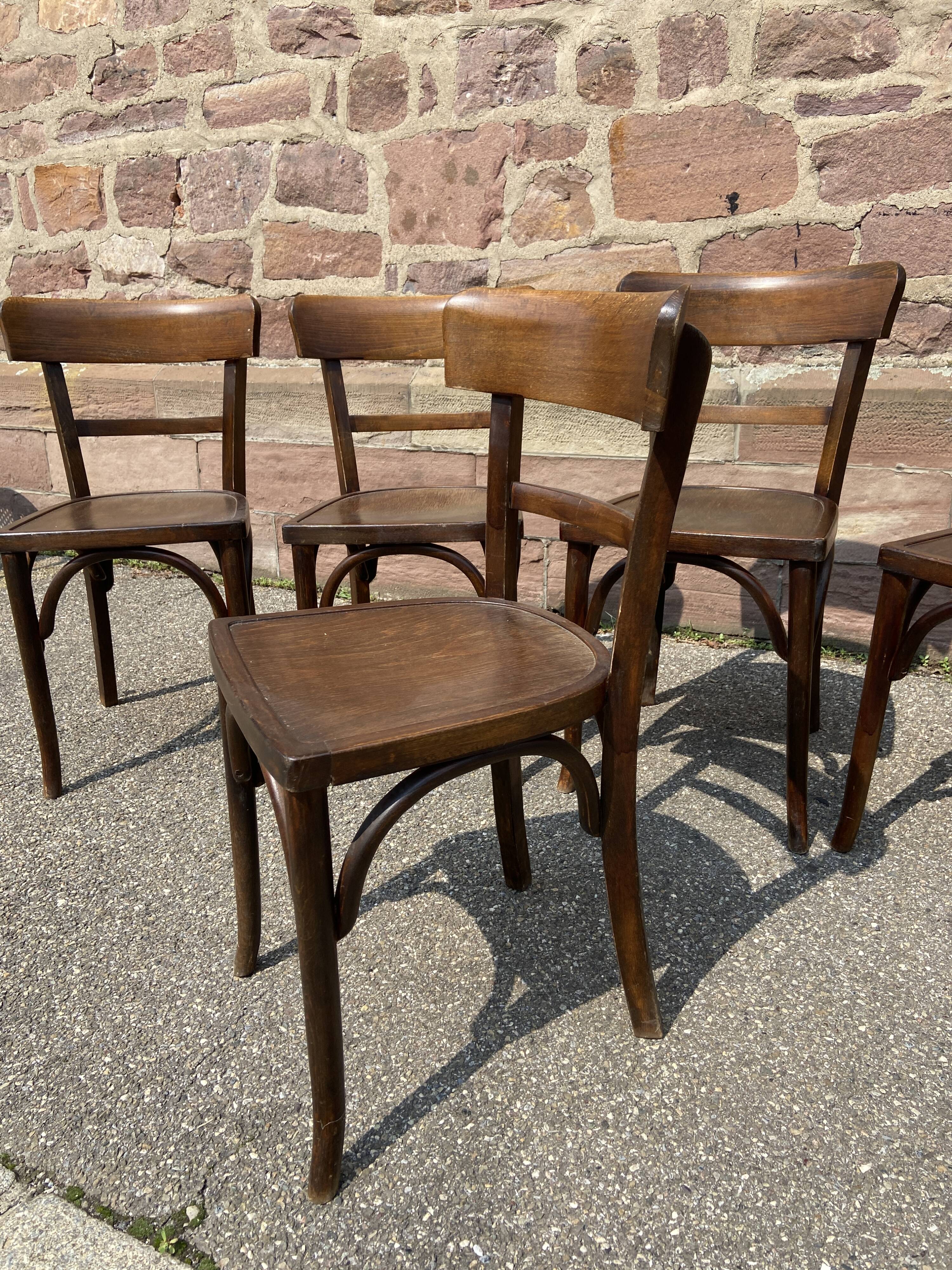 6 chaises bistrot bois courbé vintage