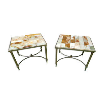 Pair of onyx and brass bedside tables 1940