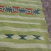 Berber handmade green kilim rug in pure wool 210-115cm