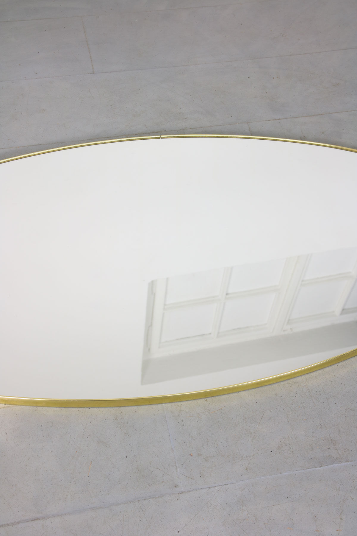 Vintage oval golden frame mirror, 70s