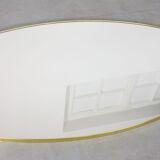 Vintage oval golden frame mirror, 70s