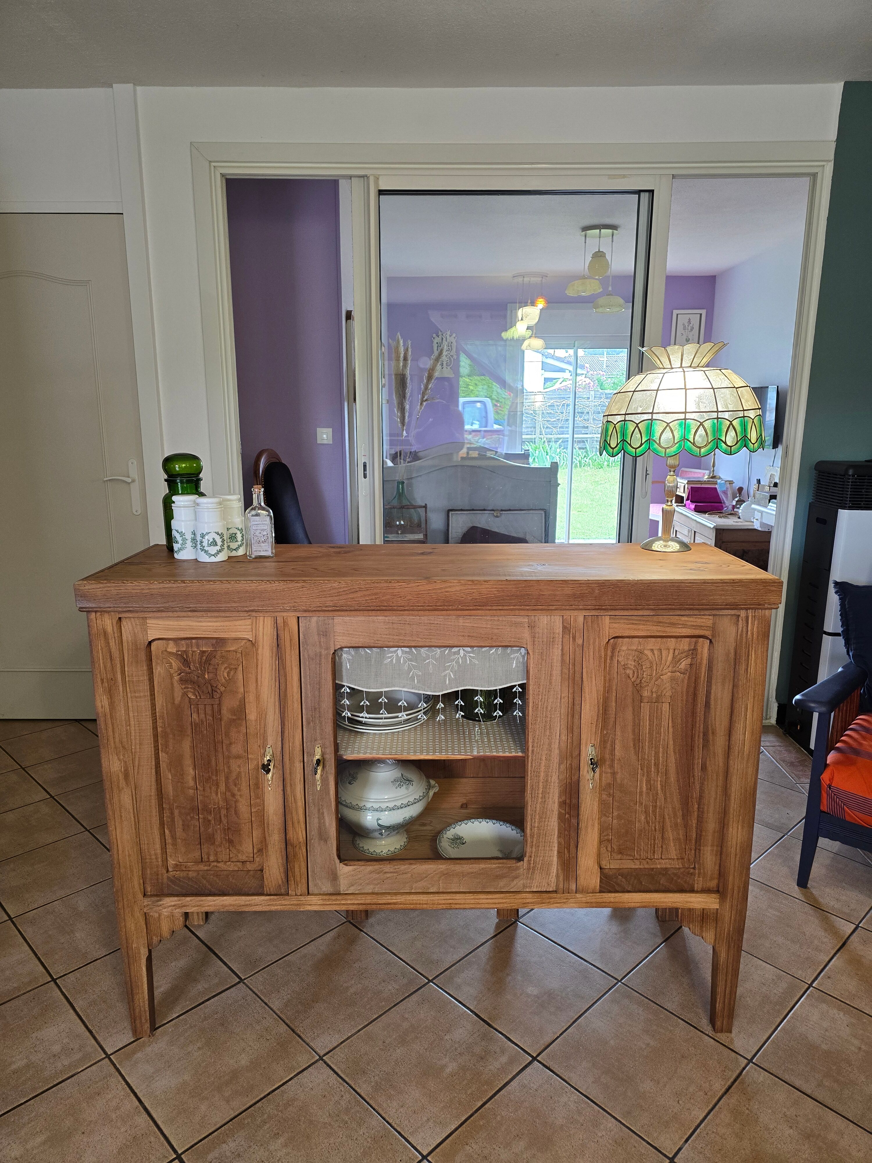 Buffet bas Art déco restauré bois brut