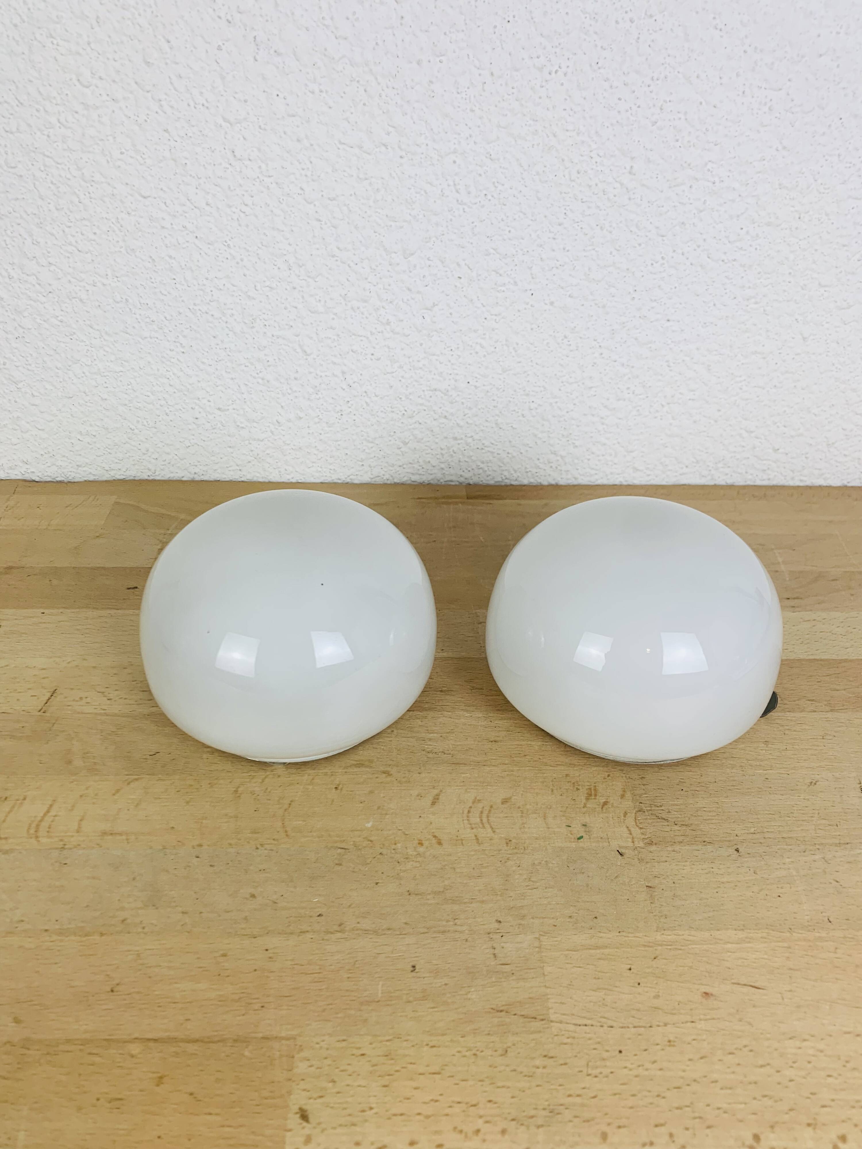 Pair of vintage opaline ball wall lights, 1960s