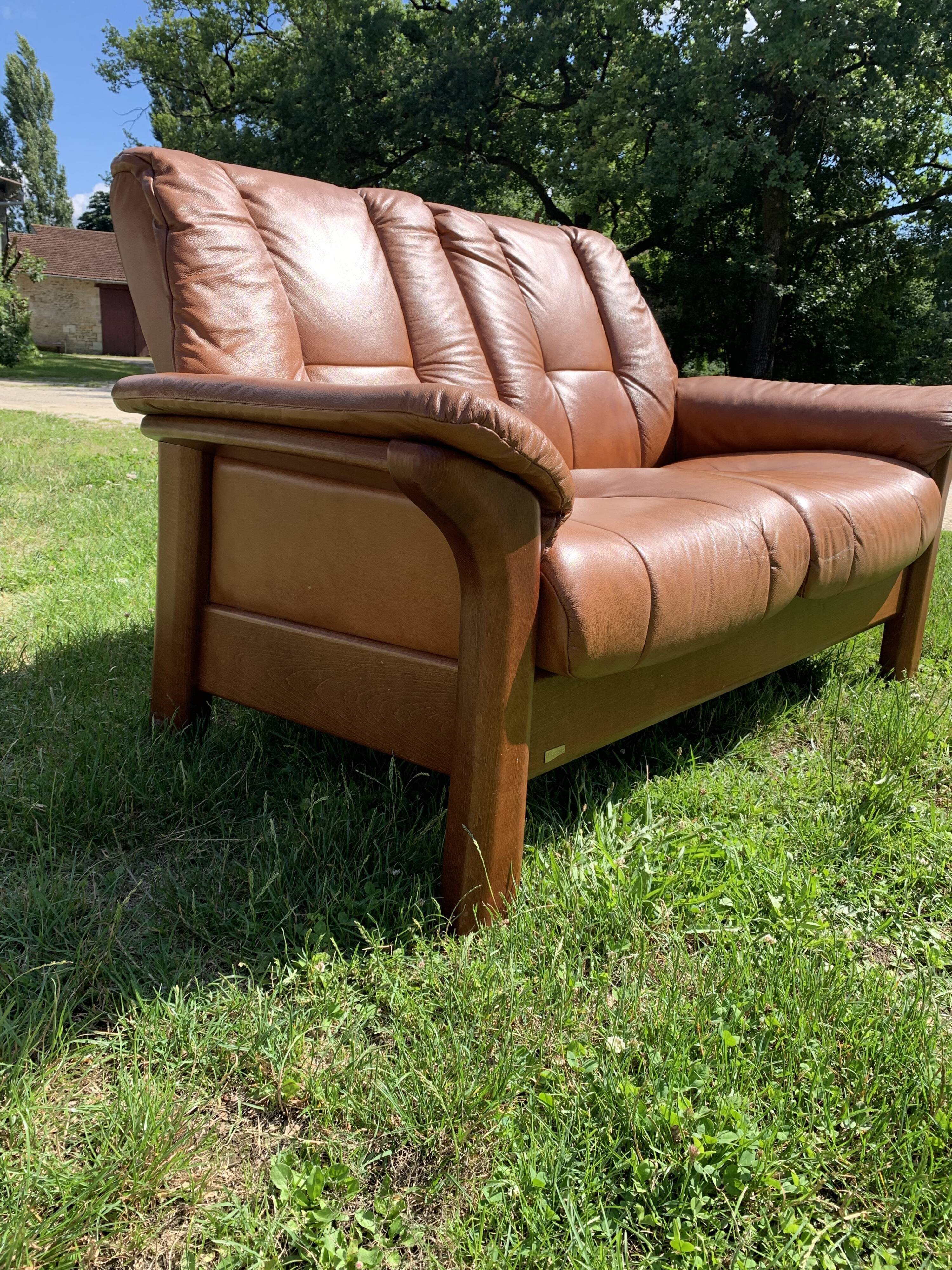 Stressless sofa two place in brown leather model Buckingham ekornes