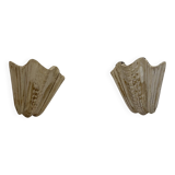 Pair of vintage shell wall lights, beige patinated plaster, France, 1940