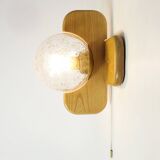 Kaiser Leuchten, wood and glass wall lamp from the 70s.