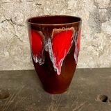 Large Vallauris vase no. 270 – brown glaze with red drips – vintage