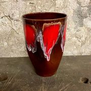 Large Vallauris vase no. 270 – brown glaze with red drips – vintage