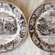 Set of 2 talking plates by Montereau Lebeuf Thibault 19th century