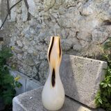 Soliflore vase in beige opaline and brown design and vintage