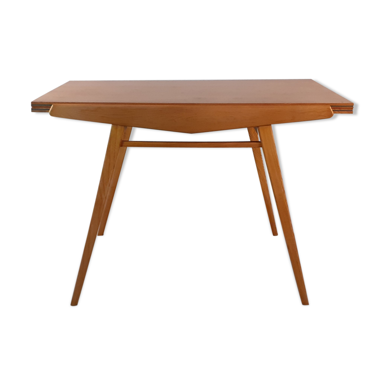 Extendable table in ash by Drevotex, vintage Czechoslovak 1950s