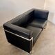 Black leather 2-seater tubular sofa bauhaus style Marcel Olsen design