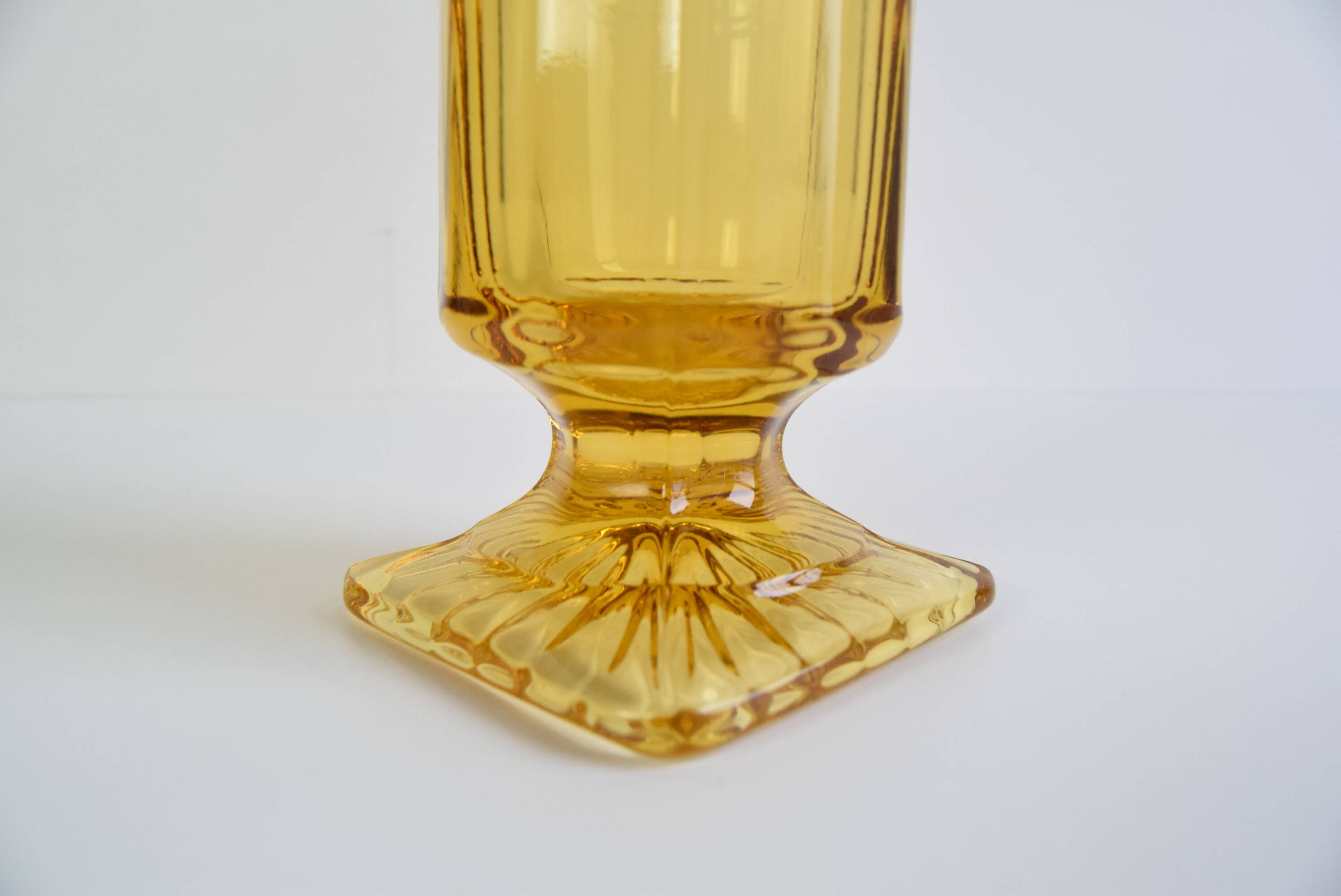 Art Deco Amber Glass Vase, 1940's.