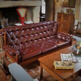 Scandinavian couch in the 60s in teak and skai