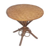 Garden table rattan and braided chestnut