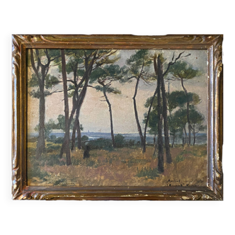Painting made in oil on beveled wooden panel