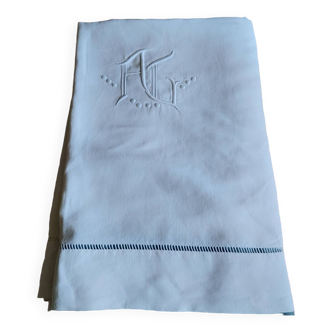 Old linen sheet Monogram AC - 225 x 320 cm - Monogram 16 x 11 cm
