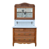 Art Nouveau dressing table dresser in carved oak, France, circa 1910