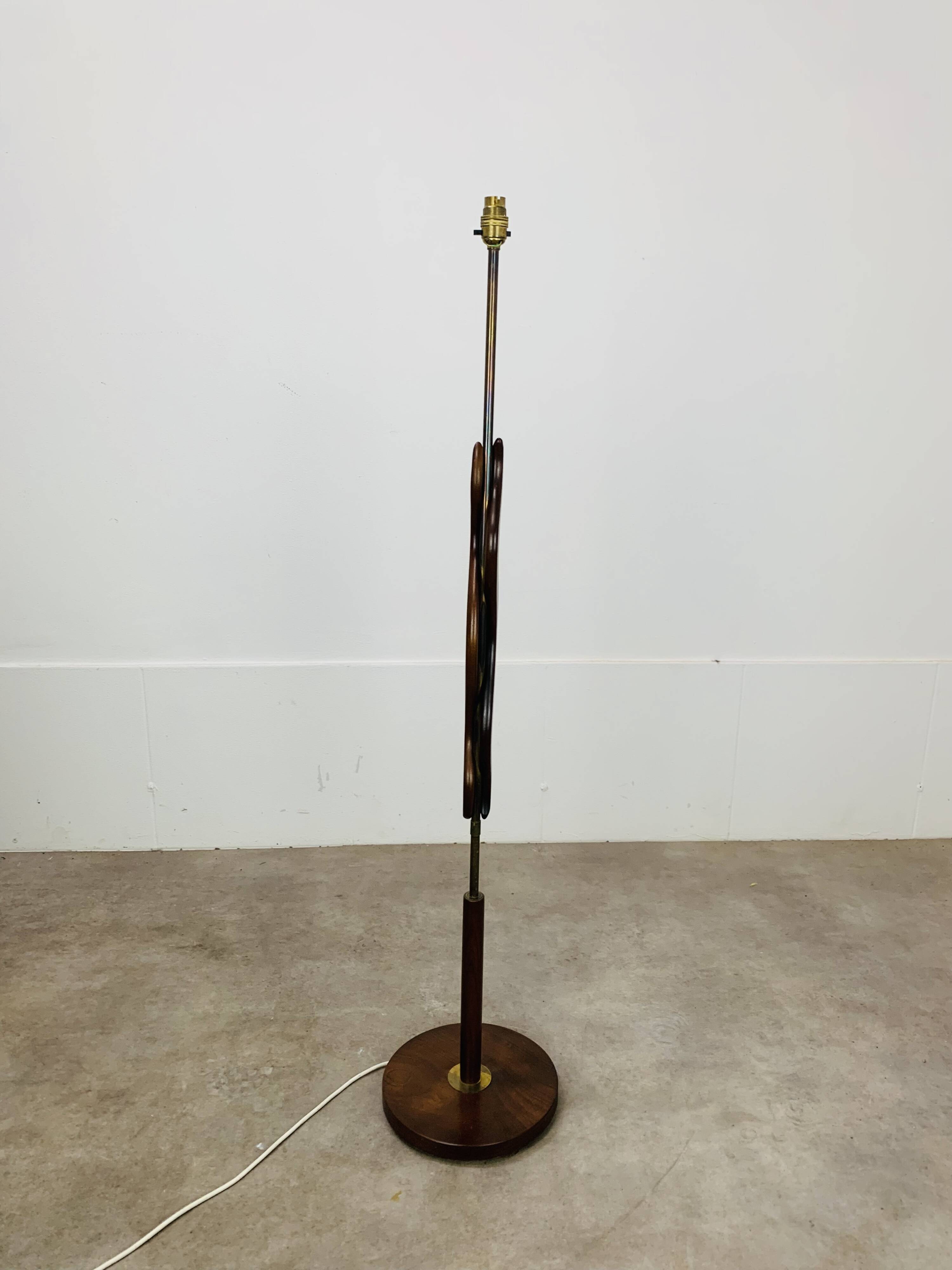 Scandinavian teak and brass floor lamp, 1960s