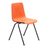 Chaise vintage en plastique rouge et pieds noirs