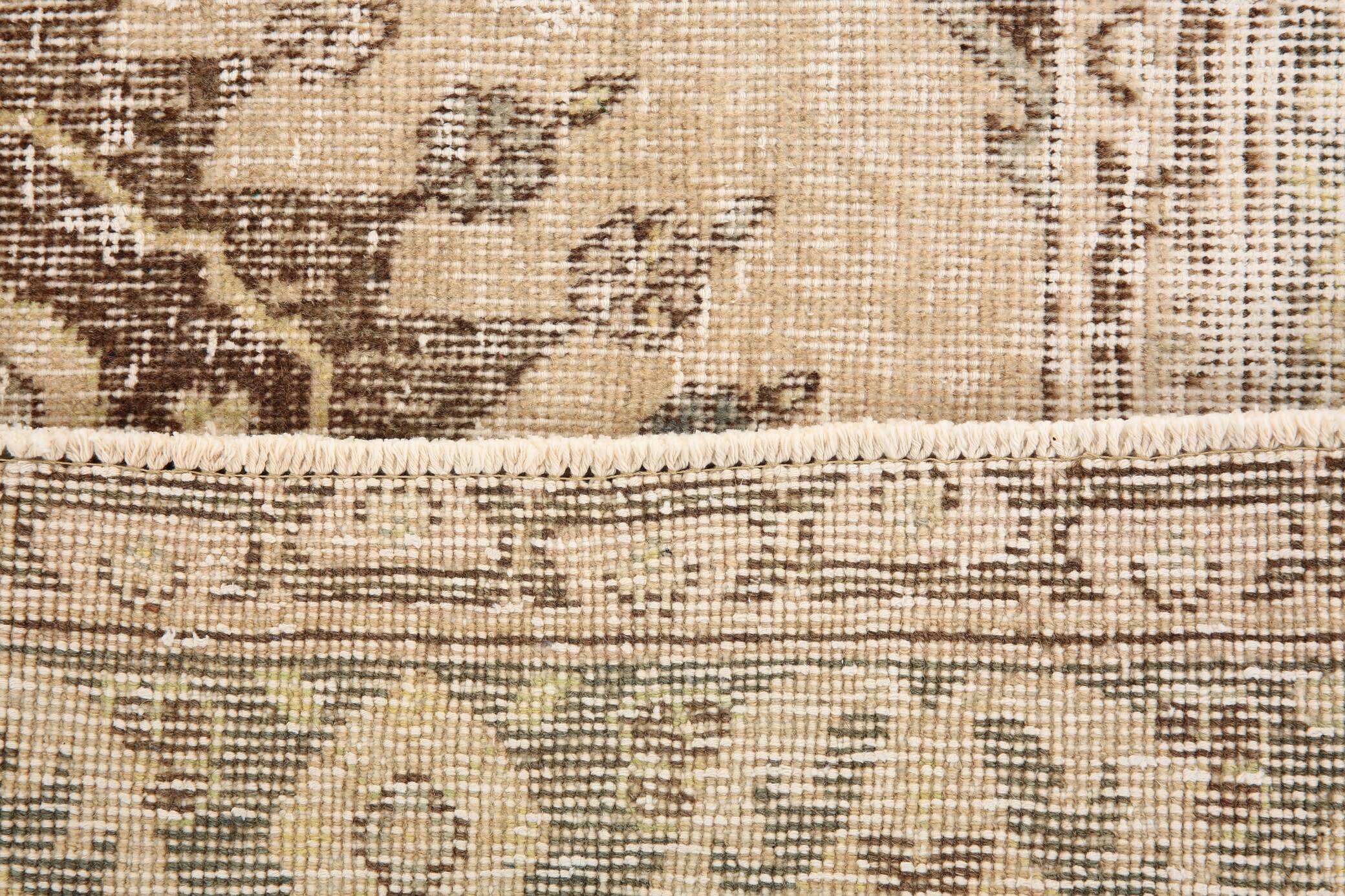 3x13 Persian Cream & Brown Oriental Vintage Runner Rug, 91x392Cm