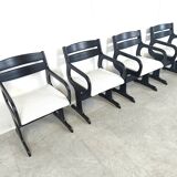 Vintage black wooden dining chairs, 1970s