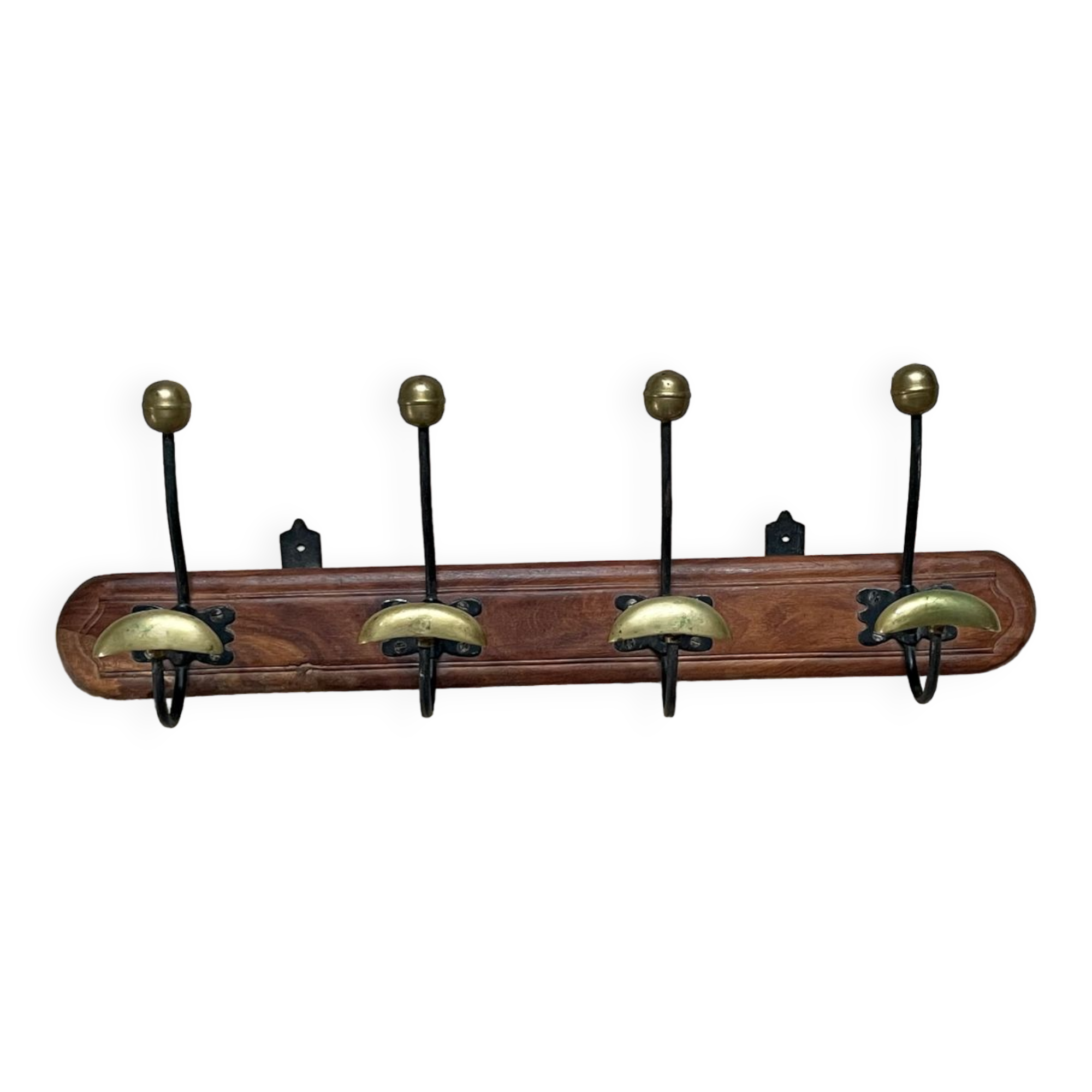 Wood and brass coat rack