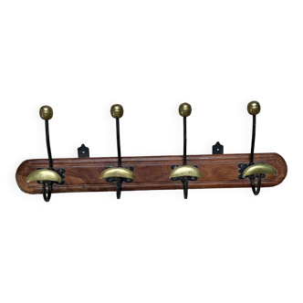 Wood and brass coat rack