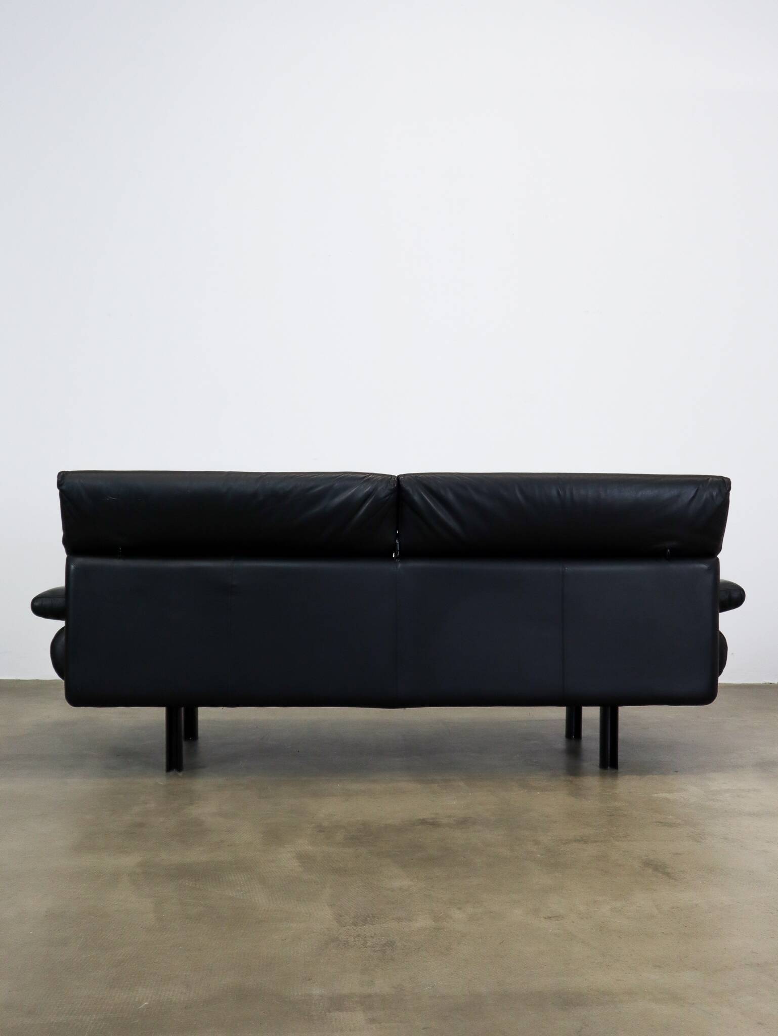 Black leather Alanda sofa by Paolo Piva for B&B Italia, 1980s
