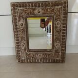 Miroir Shabby, cadre en bois sculpté