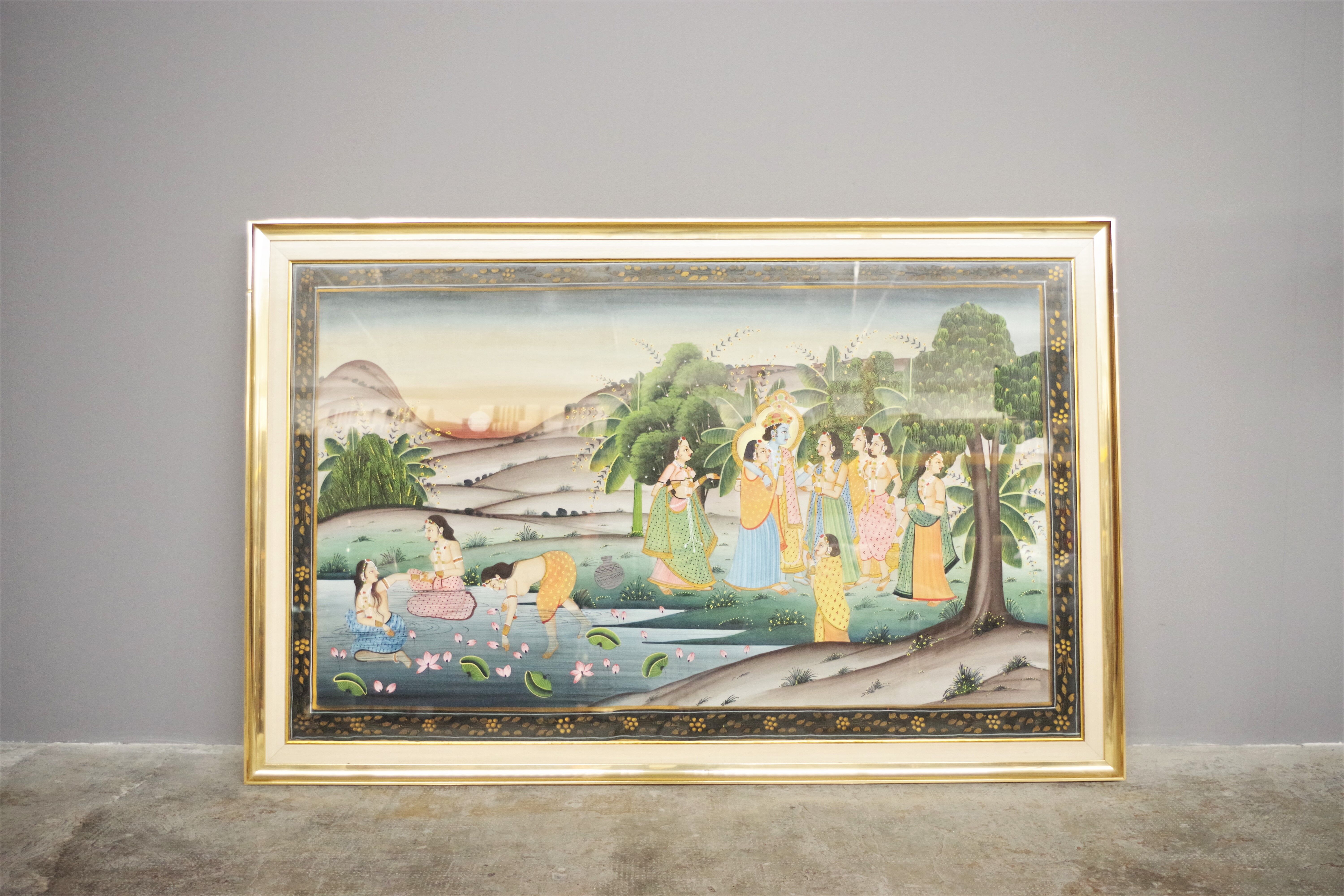 Handmade Indian painting on canvas, 1970s