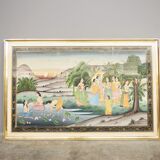 Handmade Indian painting on canvas, 1970s