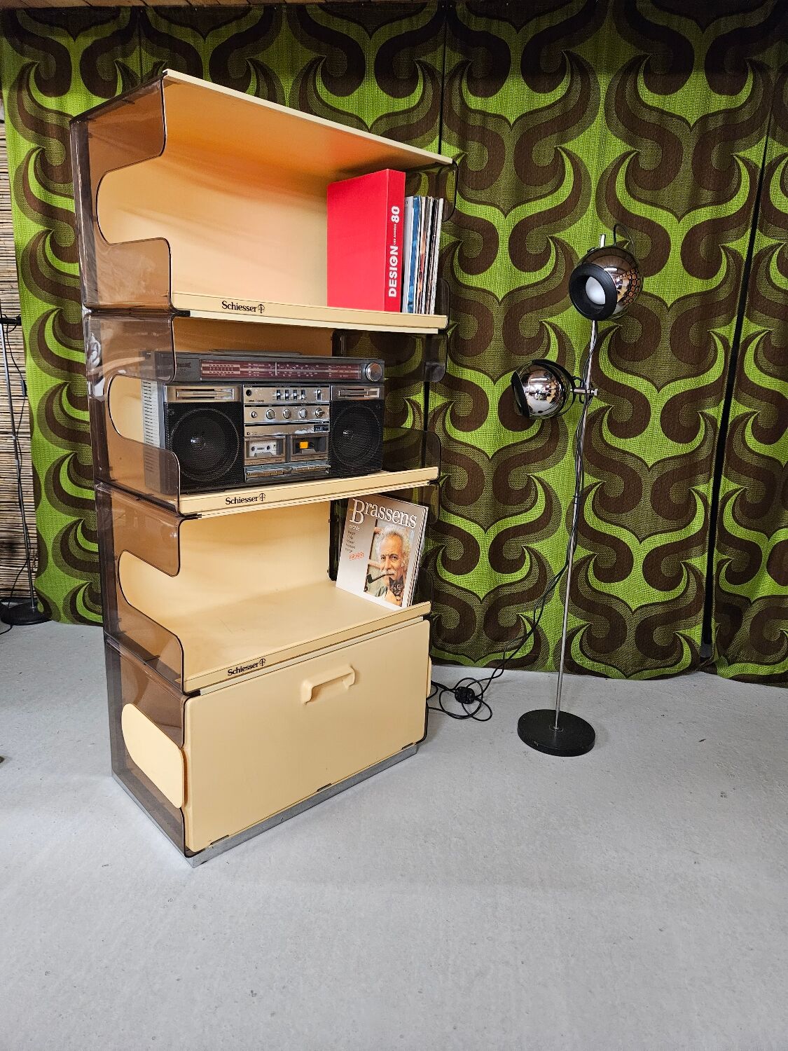 "Space-Age smoked plexiglass library set 1970"