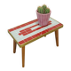 Table d'appoint design Hellerau à damier avec verre et bord doré No. 15