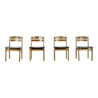 Set of 4 vintage midcentury teak and leatherette chairs. delivery. modern / retro / d