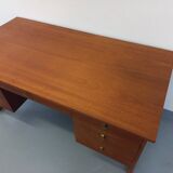 Double-sided executive desk sled legs vintage Scandinavian style in teak from the 60s
