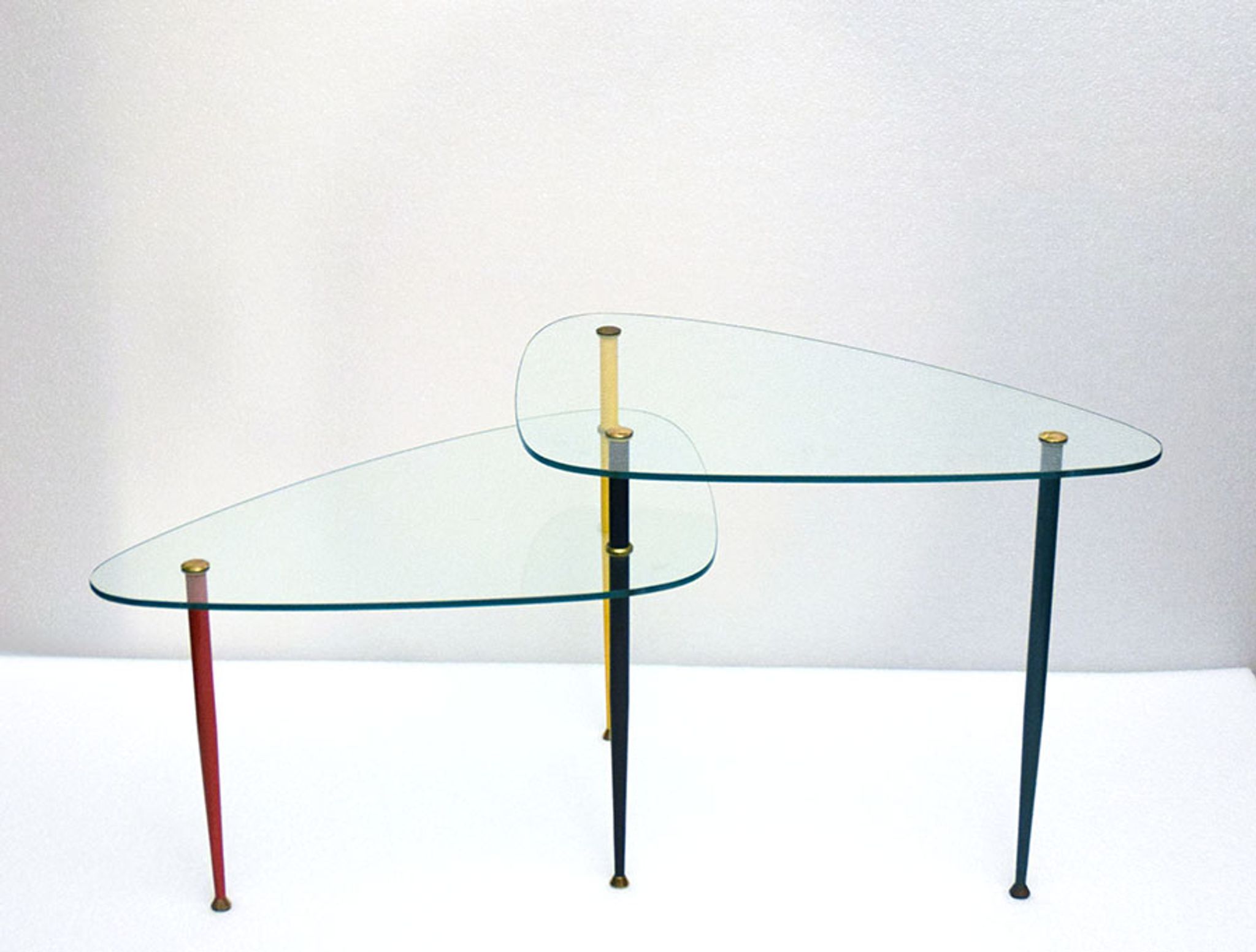 Table basse Arlecchino en métal et cristal par Edoardo Poli pour Vitrex, années 1960