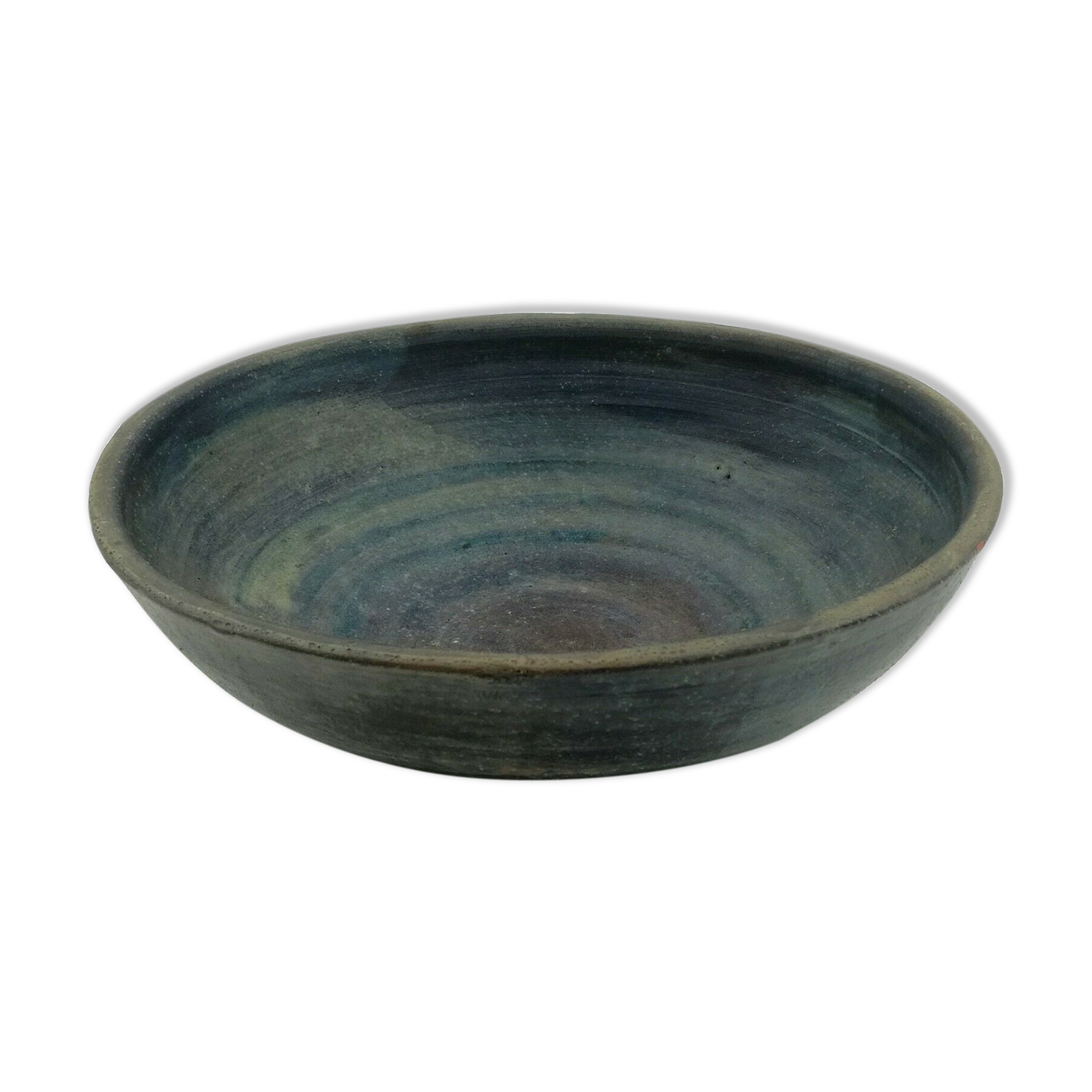 Large dish ceramic salad bowl blue color signed
