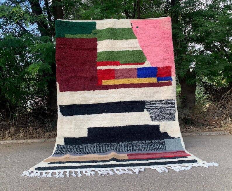 Handmade pure wool rug, size 140 x 260 cm.