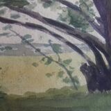 Watercolor "leaning tree"